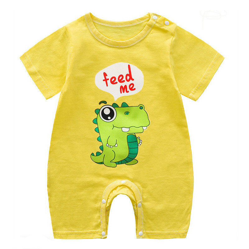 Baby jumpsuit summer pure cotton cartoon printed short sleeved crawling suit for boys and girls clothing Infant Romper