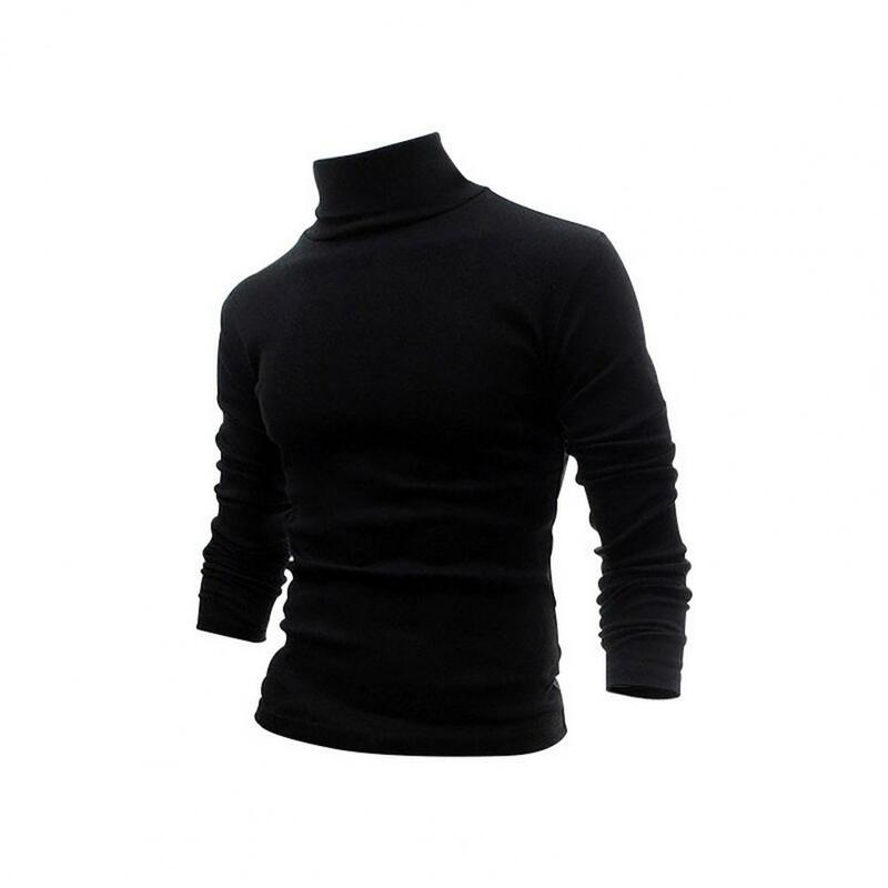 Winter Sweater Stylish Men's Winter Knitted High Collar Pullover Thickened Slim Fit Elastic Mid Length Top for Casual Protection