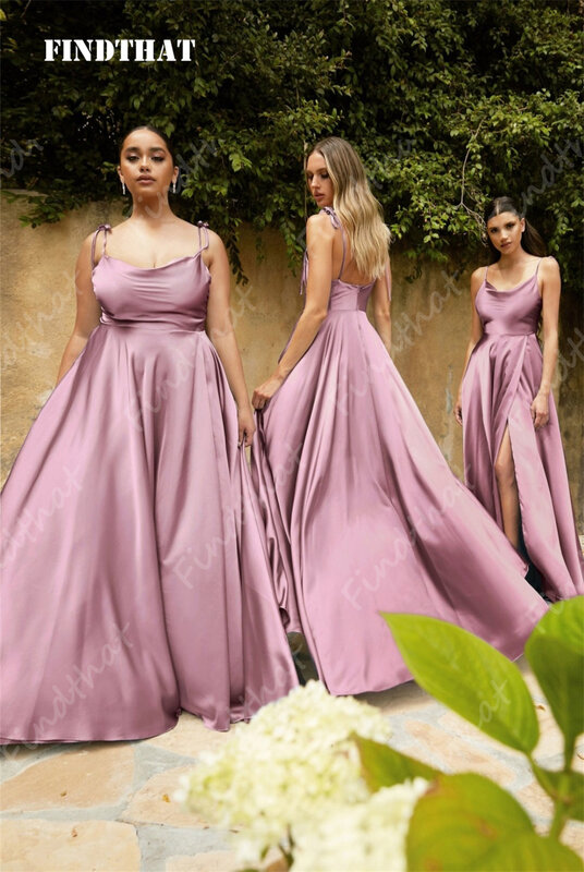 Findthat фуксия платье подружки невесты длинные на тонких бретельках vestido feminino с высоким разрезом Сексуальные вечерние платья платье для гостей свадьбы на заказ