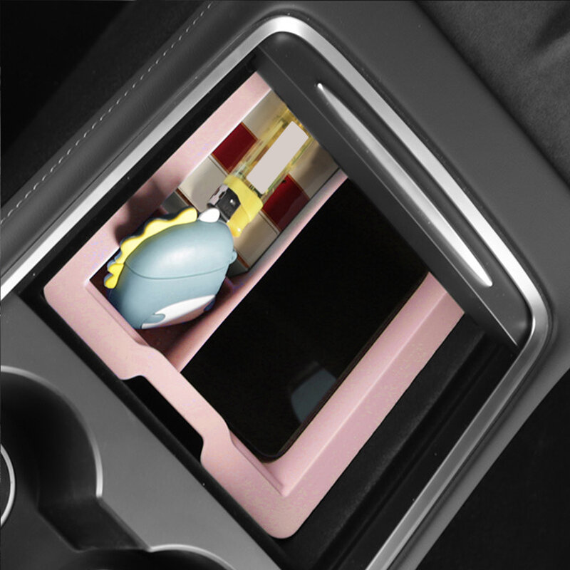 For Tesla Model 3 2023 Model Y Silicone Storage Box 2021 2022 Center Armrest Console Double Organizer Case Car Accessories