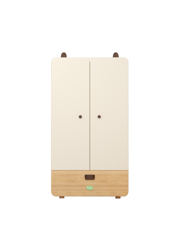 Armario de dos puertas de dibujos animados para habitación de niños, armario de madera maciza