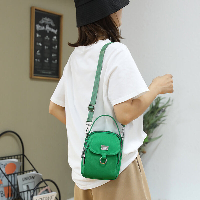 Elegant Mall Women's Shoulder Bag Nylon Ladies Messenger Bag MINI Female CrossBody Bag Daily Tote Girl Purse Mobile Phone Bag