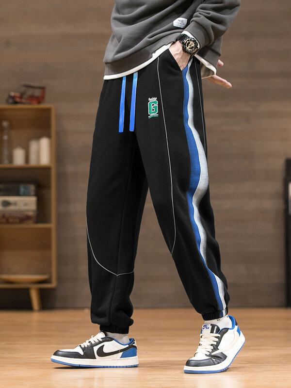 Новинка 2023, мужские спортивные штаны для бега, размера плюс, уличная мода, с вышитыми буквами, хлопковые повседневные штаны, свободные штаны-шаровары, 8XL
