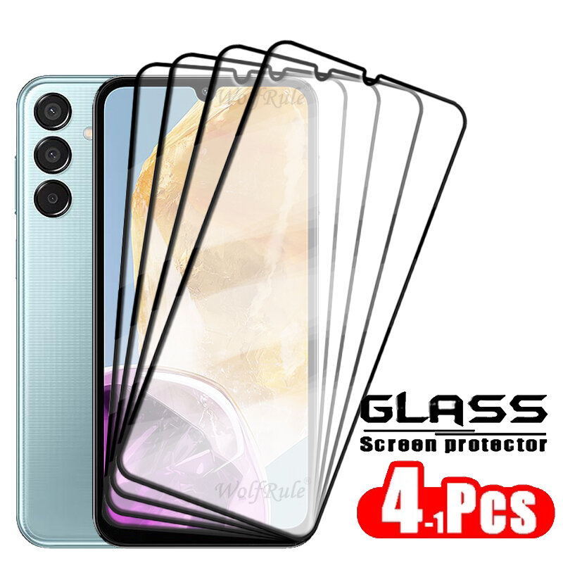 1/2/3/4PCS Full Cover Glass For Samsung M15 Glass Samsung Galaxy M15 5G Tempered Glass 9H Full Glue Screen Protector Samsung M15