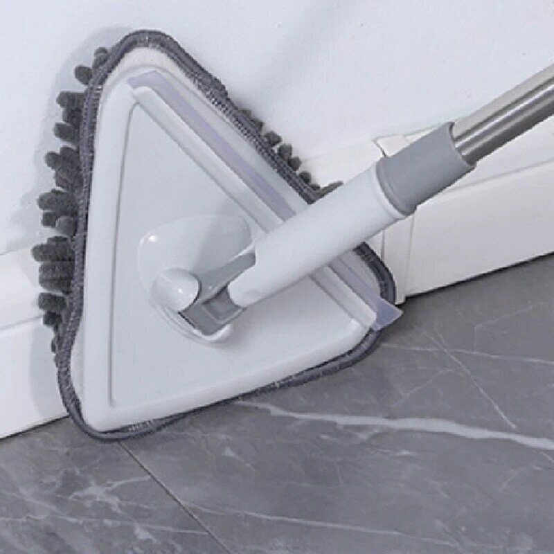 Mop triangolare con manico lungo strumento di pulizia per la pulizia della parete sporca Mop 180 ° detergente per pareti antipolvere regolabile girevole durevole