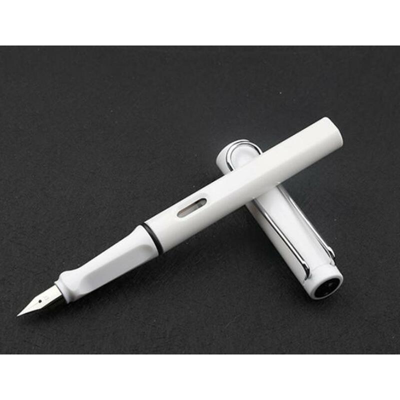 White Fountain Ink Pen para Escritório e Escola, Papelaria Estudante, Caneta Escrita, 2 pcs