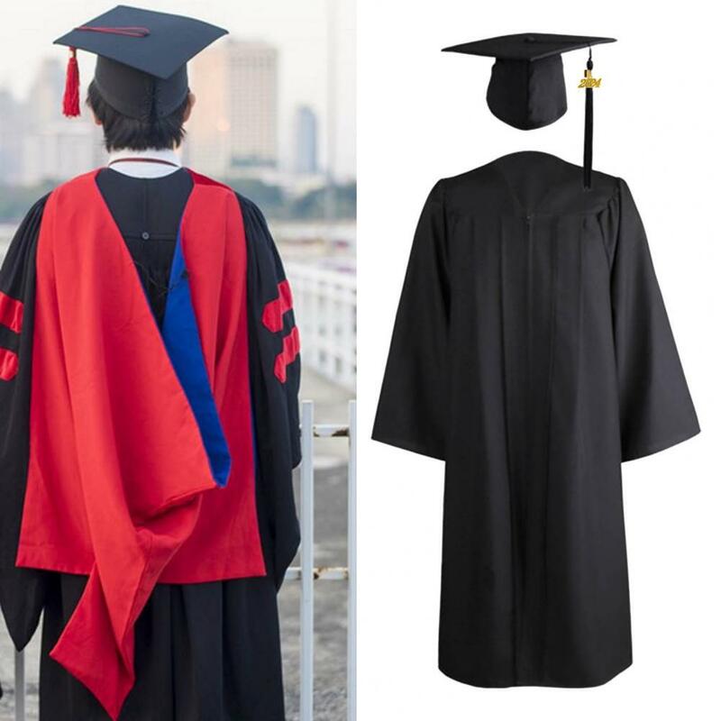 Graduation Gown Comfy 2023 University Graduates Academic Gown Tassel Solid Color Academic Dress School Supplies
