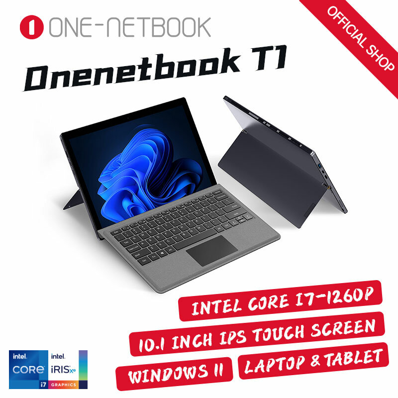 One Netbook T1 13" 2K IPS Surface Tablet Laptop 2in1 PC Gen12 Intel Core i7 1260P DDR5 16G+2TB SSD Windows 11 WiFi 12000mAh 65W