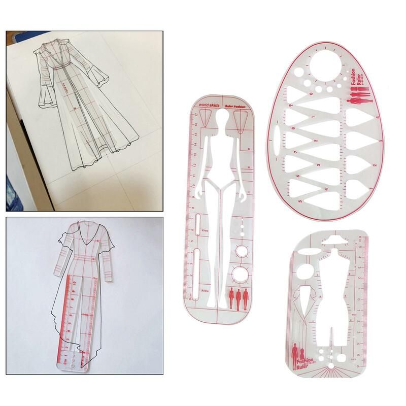 Модный Шаблон Линейка шаблон для изготовления платьев многофункциональная Рабочая одежда прозрачная модная иллюстрация линейки швейная линейка