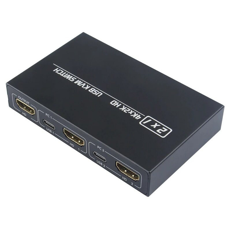 4KX2K KVM สวิตช์สปลิตเตอร์2พอร์ต HDTV USB ปลั๊กแอนด์เพลย์สำหรับจอมอนิเตอร์ที่ใช้ร่วมกันแป้นพิมพ์และเมาส์อะแดปเตอร์ HDCP Printer