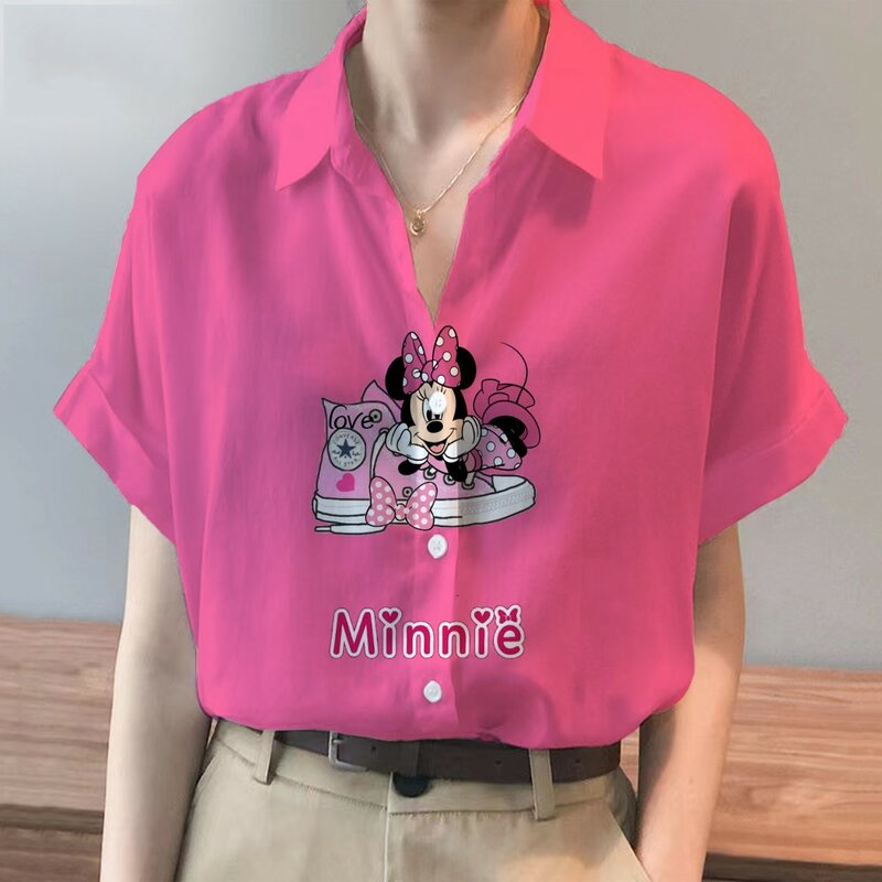 2024 Nieuwe Streetwear Mickey Minnie Anime Zomer Disney Merk Harajuku Korte Mouw Shirts Mode Casual Dames Kawaii Tops Y 2K