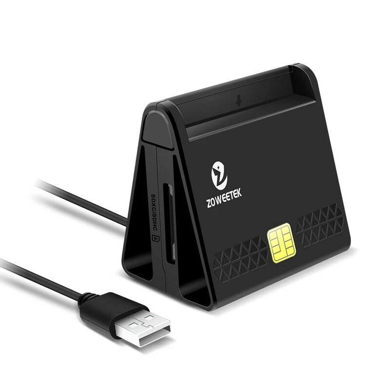 New Zoweetek Multi-Function USB Smart Card Reader for DNI CAC EMV Bank Micro SD/TF Memory SIM ID Card Reader