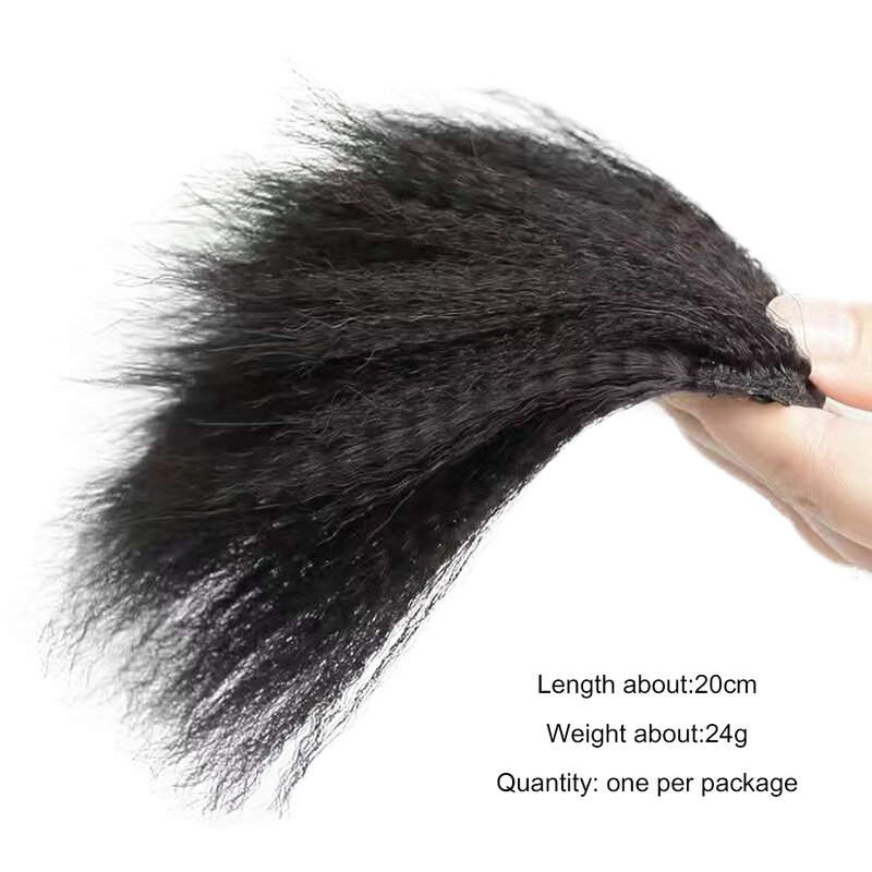 WTB Wig sintetik wanita, bantalan rambut tidak terlihat berbulu di kedua sisi kepala Wig empuk alami