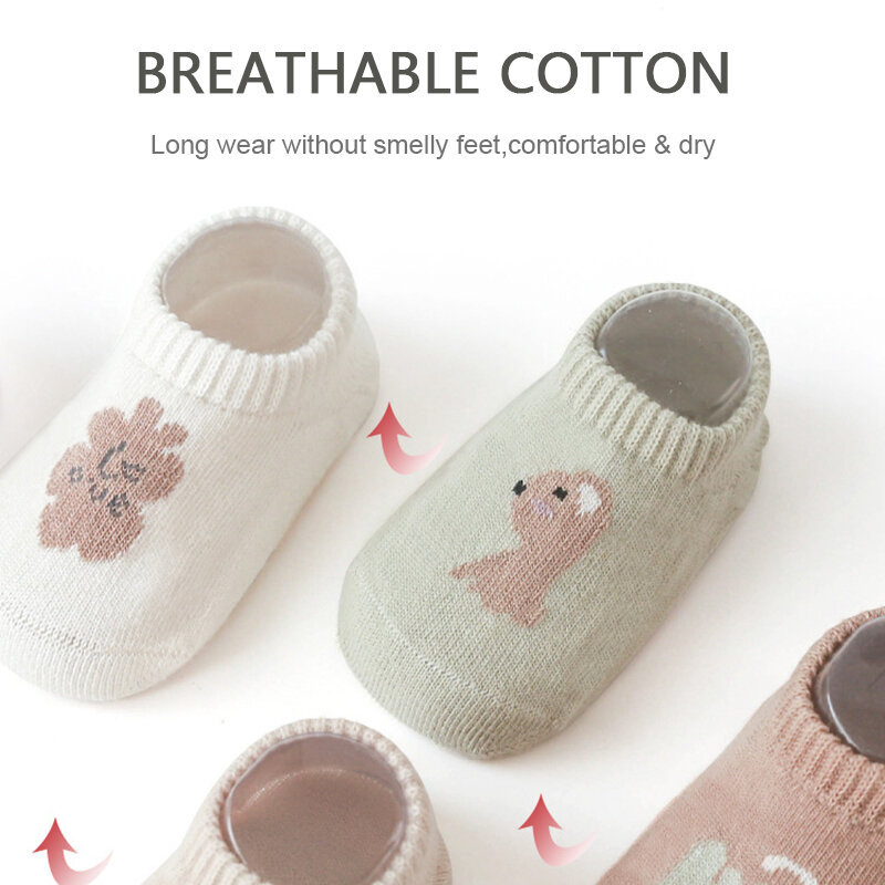 Modamama Newborn Baby Floor Socks Full Silicone Sole Anti-slip Socks Soft Breathable Cotton Cute Priting Anti Slip Ankle Sock