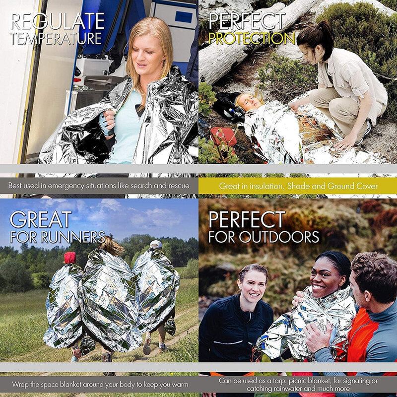 Survival Emergency Mylar Thermal Blanket Foil Space Blanket for NASA Body Warmer Outdoor First Aid Camping Gear Hiking Travel