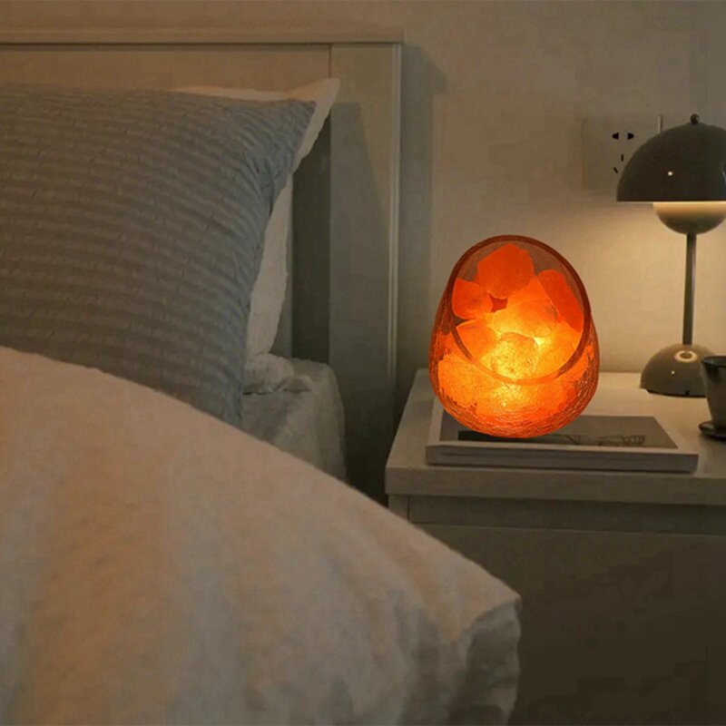 Гималайская Хрустальная солевая лампа, ледяная треснувшая стеклянная солевая лампа, прикроватная лампа, модная ночник, розетка стандарта США
