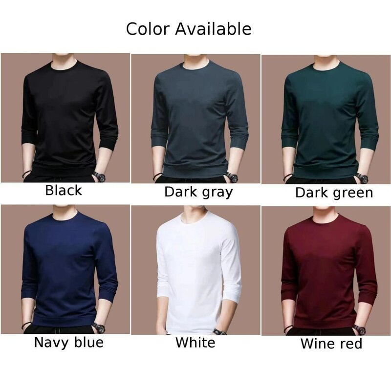 Camiseta informal de manga larga para hombre, camisa interior, blusa deportiva, color verde oscuro, talla L 3XL