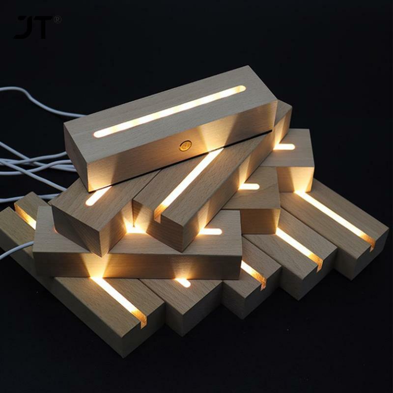 Socle d'exposition en bois à LED, rectangulaire, éclairage sur pied, pour l'art de la résine