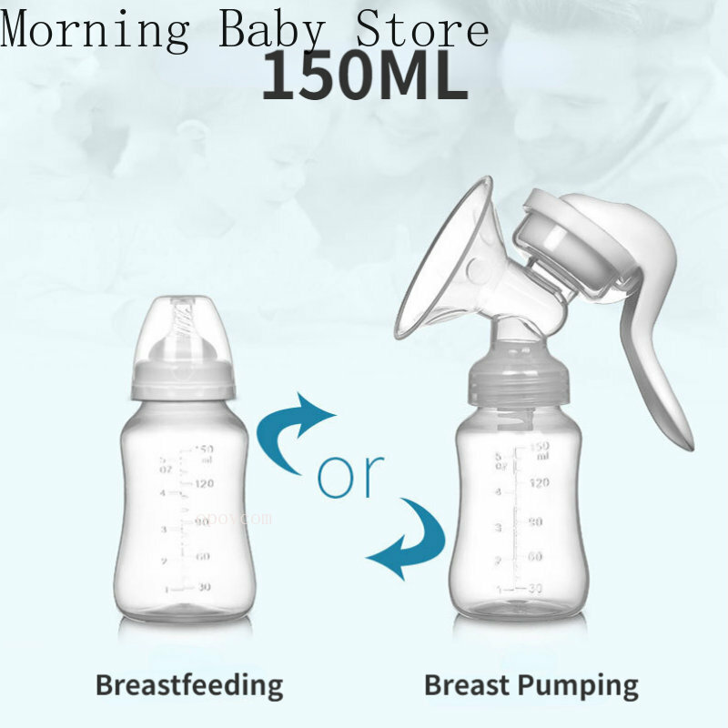 150ML Manual Breast Feeding Pump Original Manual Breast Milk Silicon PP BPA Free with Milk Bottle Nipple Function Breast Pumps
