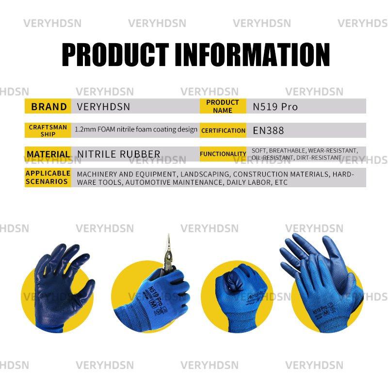 3 paia di guanti da lavoro ultrasottili rivestiti in poliuretano polsino da polso in maglia ad alte prestazioni Touchscreen resistente al taglio impugnatura antiscivolo