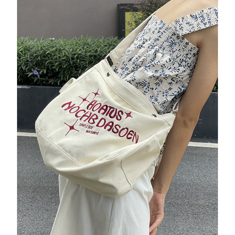 Płócienna pojedyncza prosta torba na ramię torebki o dużej pojemności dla kobiet na co dzień wysokiej jakości Messenger wszechstronny luksusowy Crossbody Y2k