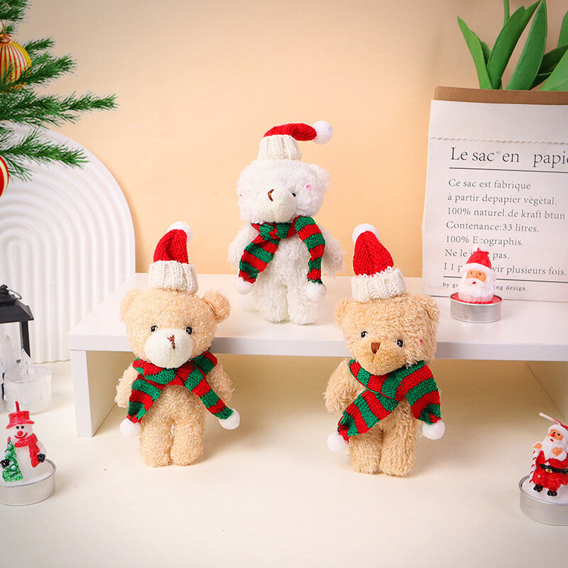 Kawaii Natal Chapéu Urso Chaveiro de Pelúcia para Crianças, Boneca Bonito Saco Pingente, Animal Brinquedos Presente para Crianças, 20cm