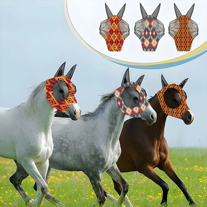 1pc Pferde gesichts maske Anti Fly atmungsaktive Stretch-Strick gitter Anti-Mücken maske Reit ausrüstung