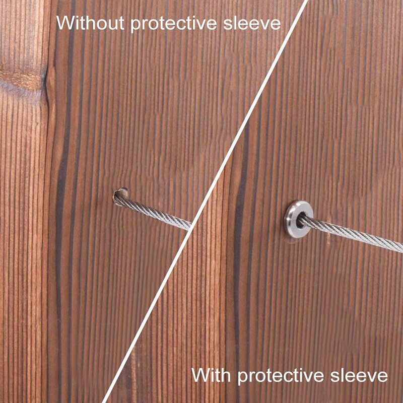 80Pcs T316 Stainless Steel Protector Sleeves For 1/8 Inch Deck Cable Railing Kit For Wood & Metal Posts DIY Balustrade