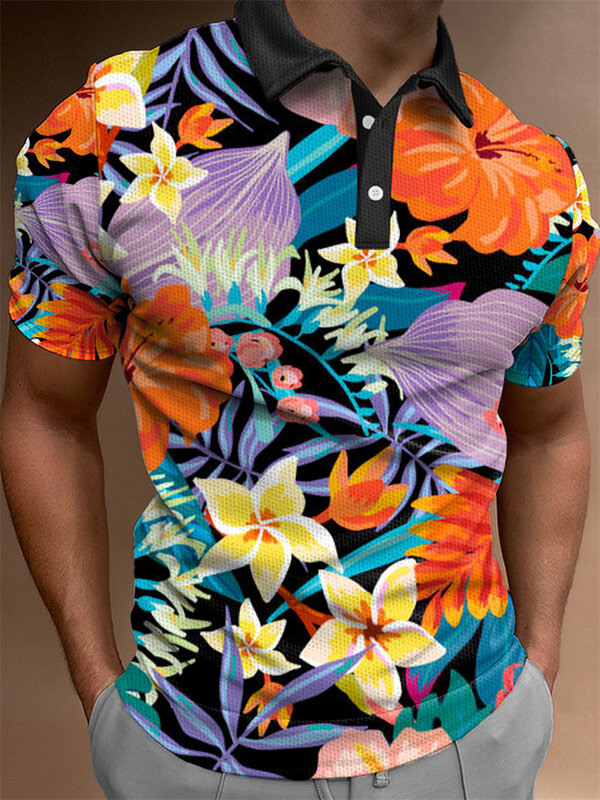 Kaus Polo motif lucu untuk pria, pakaian blus lengan pendek atasan jalanan tren Hip Hop motif Keren 3D modis
