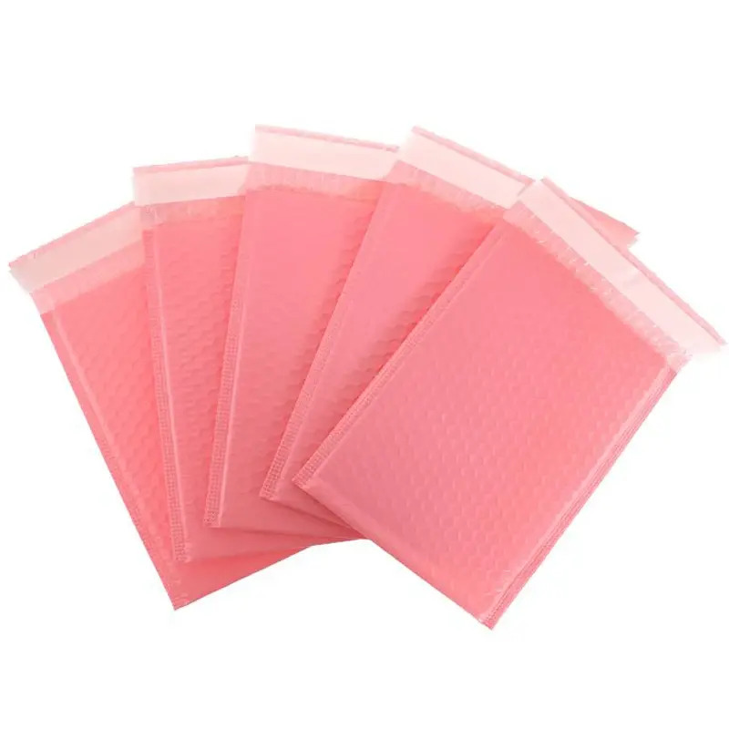 Auto selo rosa poli bolha Mailers, Envelopes acolchoados, sacos de presente, livro, revista, Mailer forrado, 100pcs