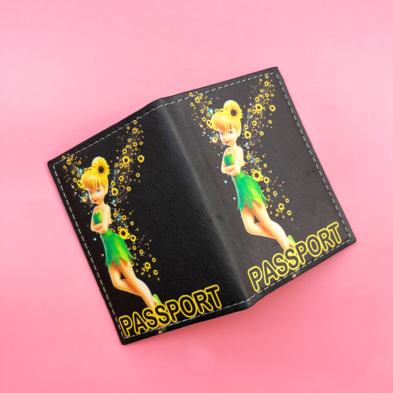 Disney Tinker Bell Passport Cover New Girls Multifunction Credit Card Organizer Case Princess PU Leather Travel Passport Holder