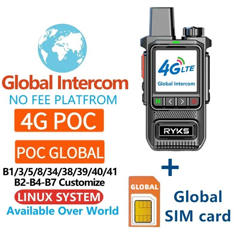 walkie talkie Global-Intercom 4G ptt Two-Way Radio MINI Wireless Devices 1000km Communication free platform