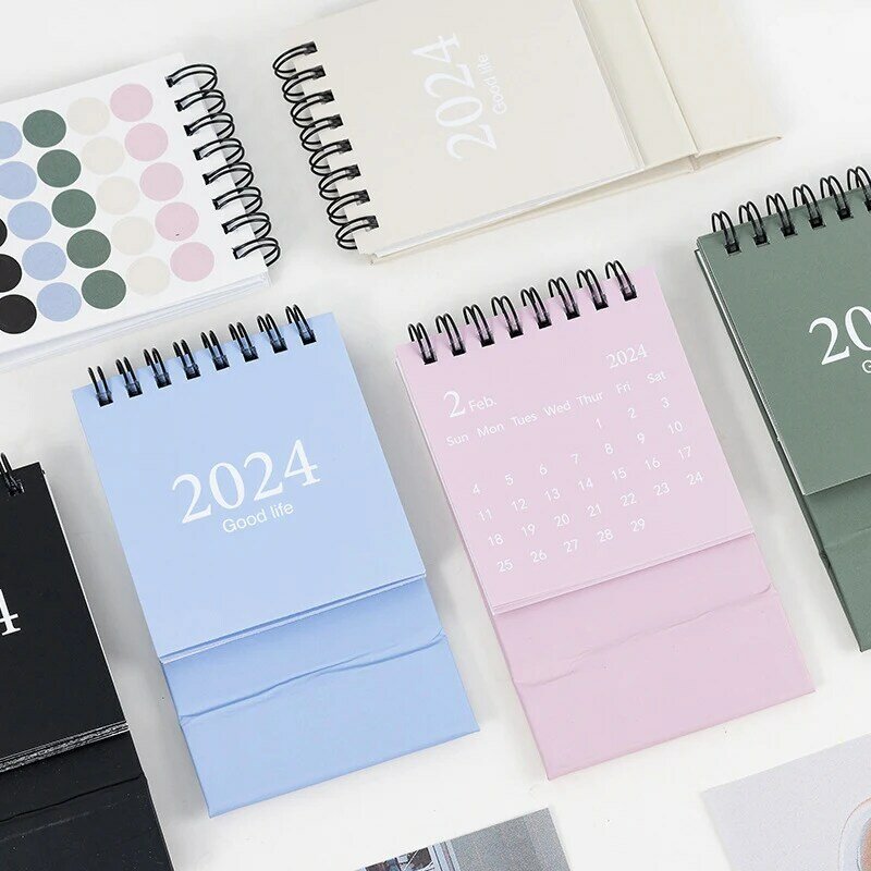 Mini Cute Desk Calendar, Decoração Kawaii Desktop, Calendário Criativo, Agendador Diário, Planejador, Agenda Anual, Office Gift, 2024