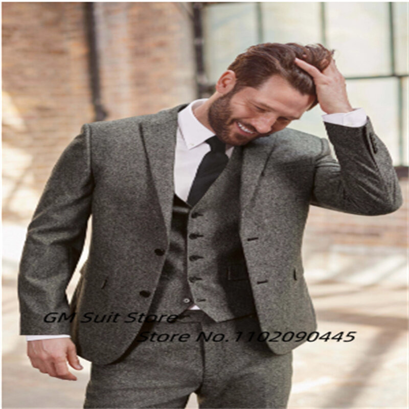 Мужской костюм из 3 предметов с острым отложным воротником, облегающий высококачественный смокинг для шафера на свадьбу, мужской костюм на выпускной (пиджак + жилет + брюки)