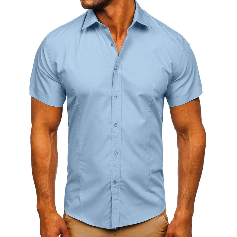 Camisa Social de primavera y verano para hombre, ropa de trabajo de negocios sin hierro, manga corta, marca blanca, 3XL, novedad