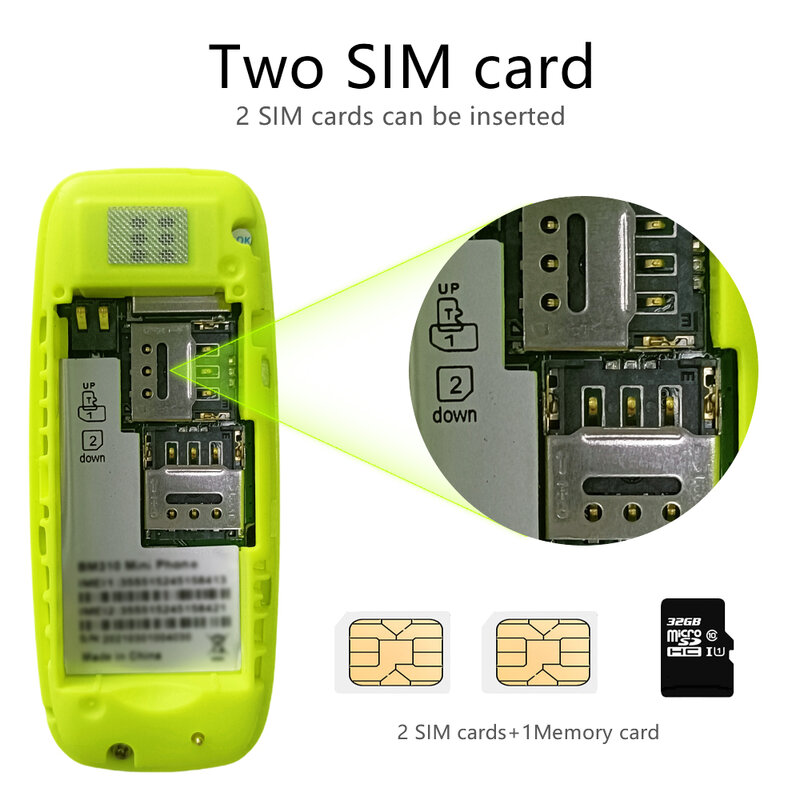 BM310 jam Alarm portabel ponsel Bluetooth, Earphone tombol Bluetooth hitam ringan GSM dua kartu SIM Super Mini