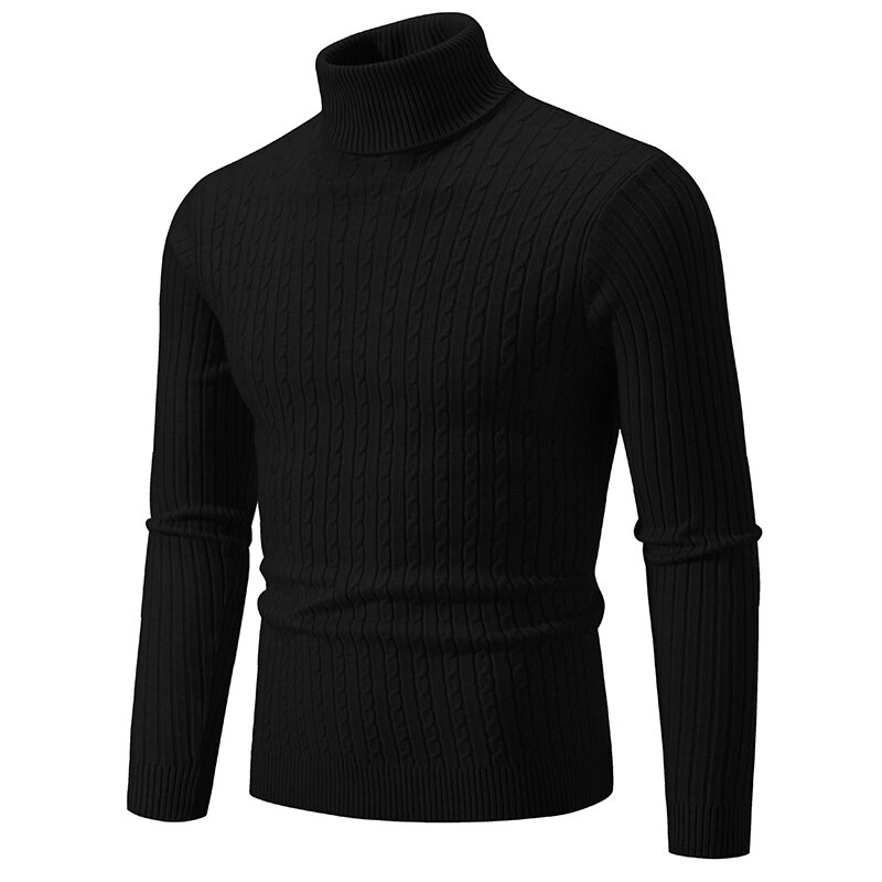 남성용 단색 자카드 하이넥 스웨터, 따뜻한 핏 탄성 풀오버, 복지 가격, 15 색, 2023 가을 및 겨울 신상