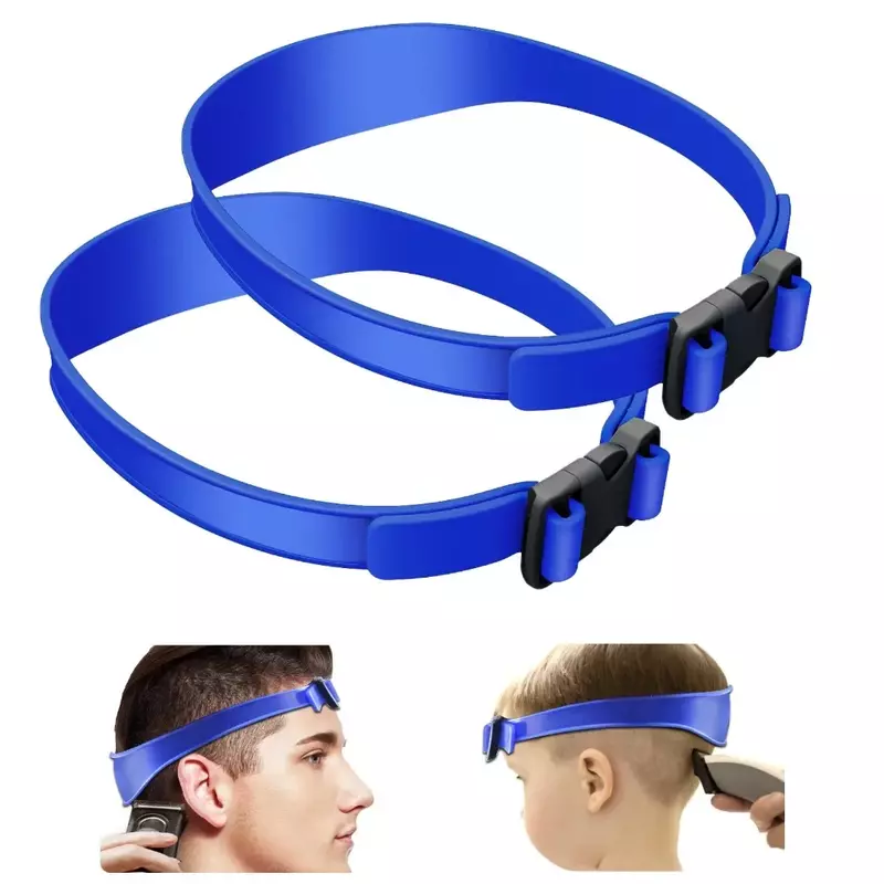 DIY Hair Trimming Template Haircut Band Breathable Curved  Silicone Home Hair Trimming Guide for Boys Men (Blue)