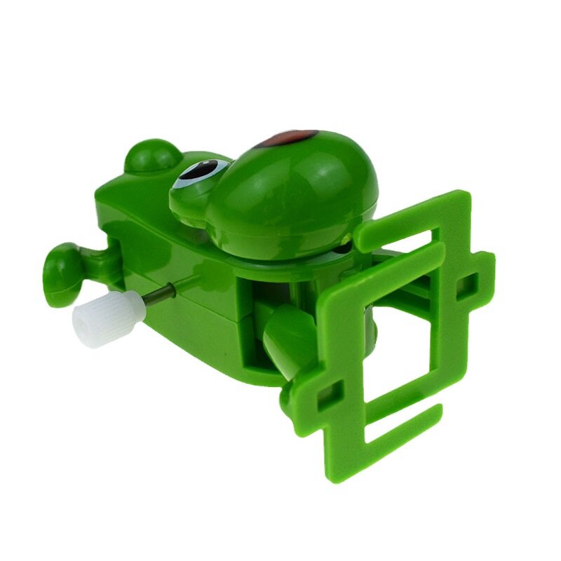 Mainan jam tangan katak lompat berjalan kreatif, mainan jam tangan anak-anak bermain interatif, hadiah mainan Model katak angin untuk anak-anak 1 buah