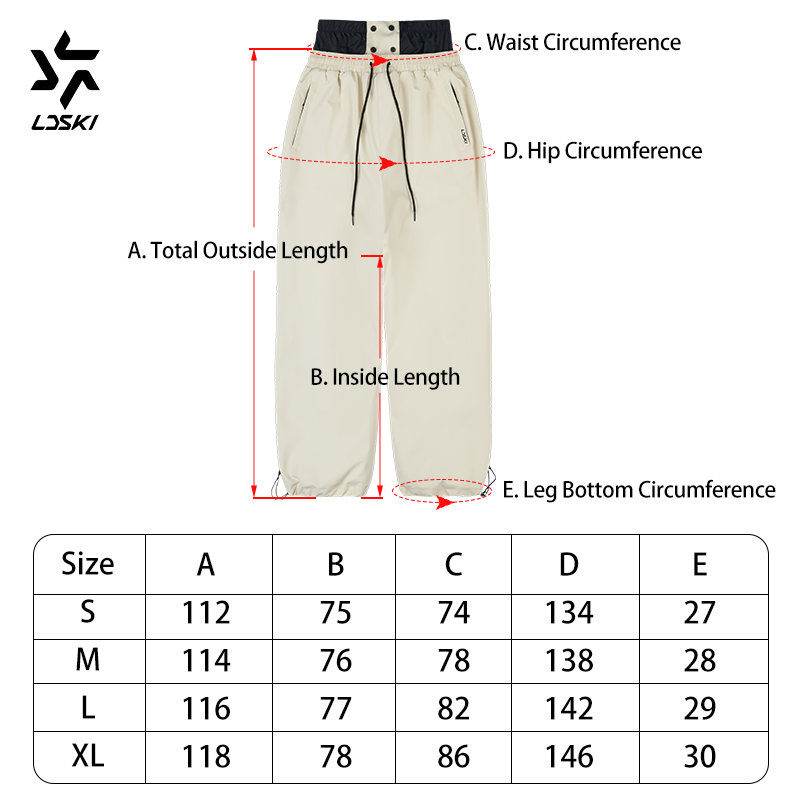 LDSKI Ski Pants Oversize Style Women Men Waterproof Breathable Thermal 3L Fabric Fleece Lining Snowboard Winter Warm Trousers