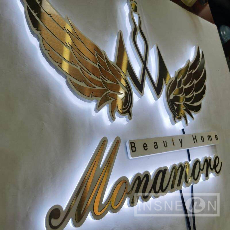Backlit Sign 3D Luminous Character Metal Acrylic Indoor Outdoor Company Office Business LED Signage