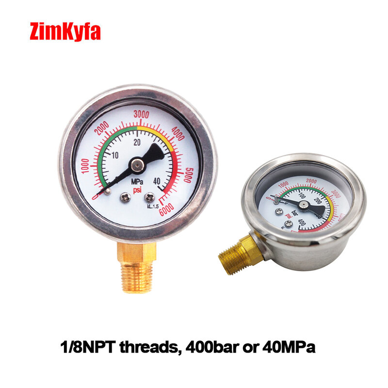 Manometer udara untuk stasiun pengisian rentang ganda 10bar/250bar/3500psi pengukur tekanan M10 * 1/8NPT Aksesori fitting pneumatik benang