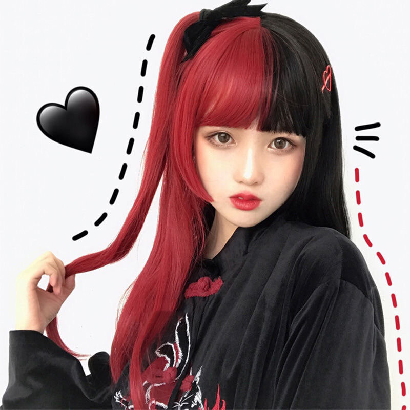 Cosplay Wig Female Princess Cut Bangs Long Straight Hair New Japanese Ji Hair Thin Breathable Lolita Wig  JK Long Hair