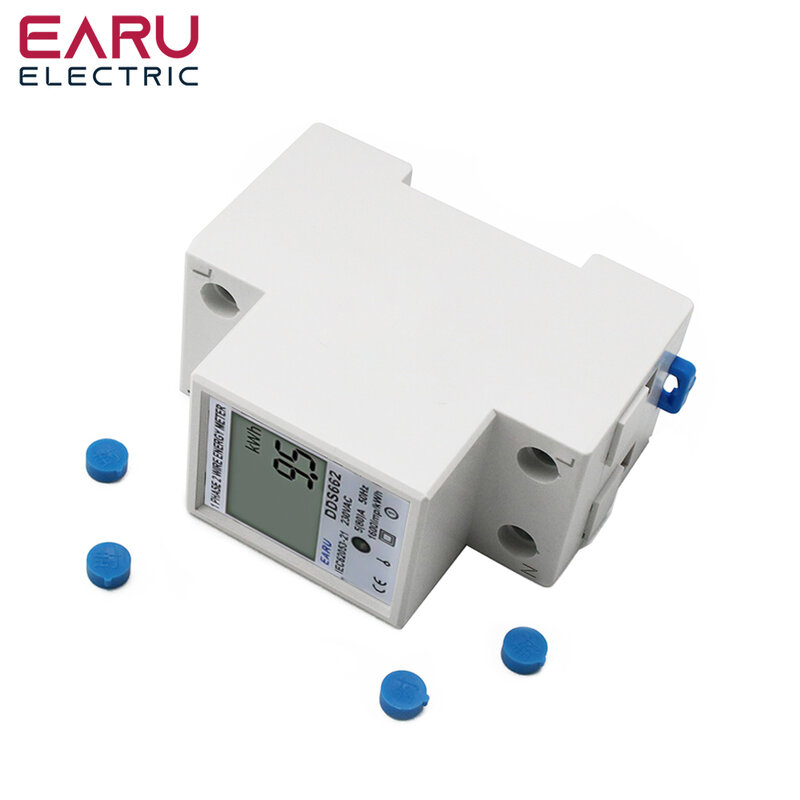 Single Phase Two Wire LCD Digital Display Wattmeter Power Consumption Energy Electric Meter KWh AC 230V 50Hz Electric Din Rail