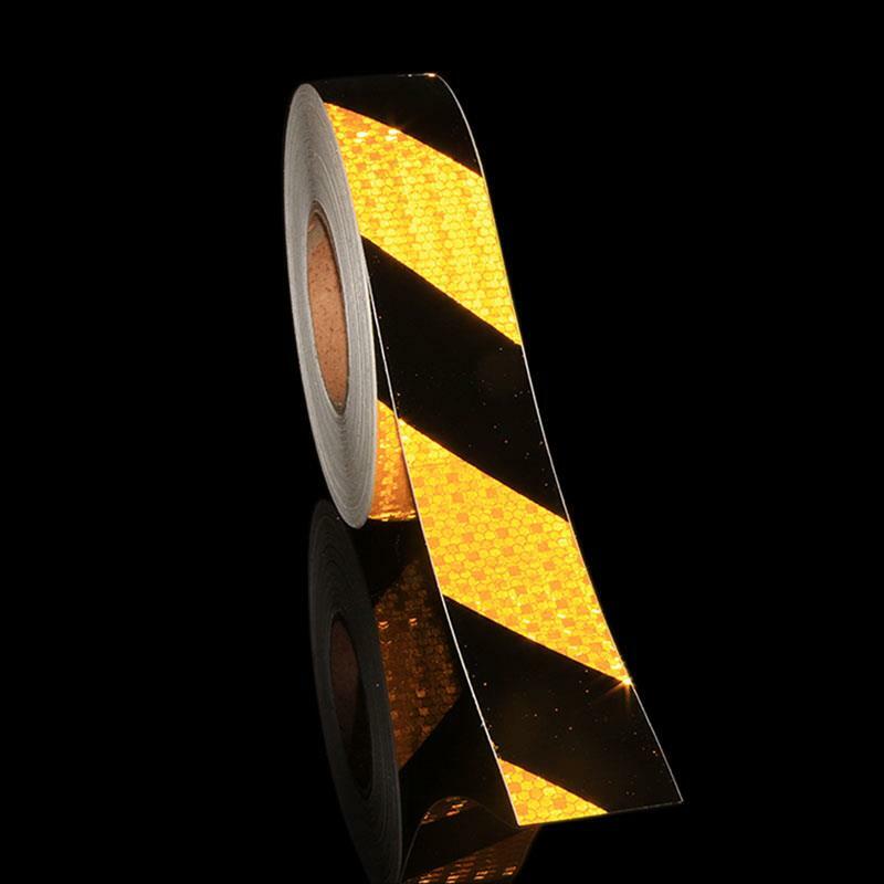 5Cm X 5M Pita Perekat Reflektif untuk Sepeda Mobil Stiker Bersinar Dalam Gelap Pita Kuning Hitam Kepar Peringatan Sepeda Reflektor Stiker