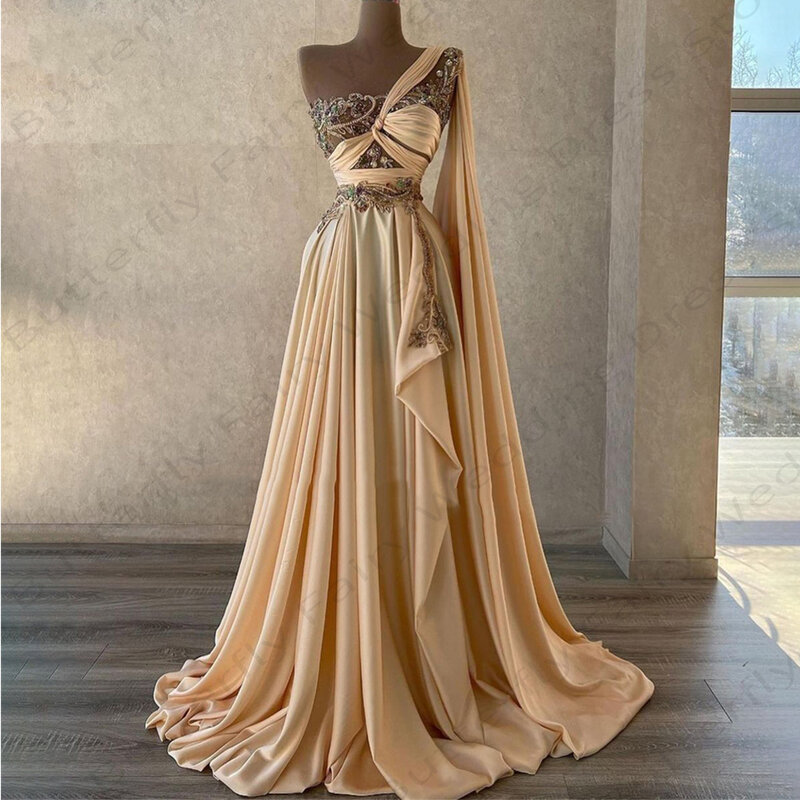 Gaun malam bahu terbuka modis Satin cantik gaun mengepel gaya putri berbulu seksi romantis elegan modis 2023