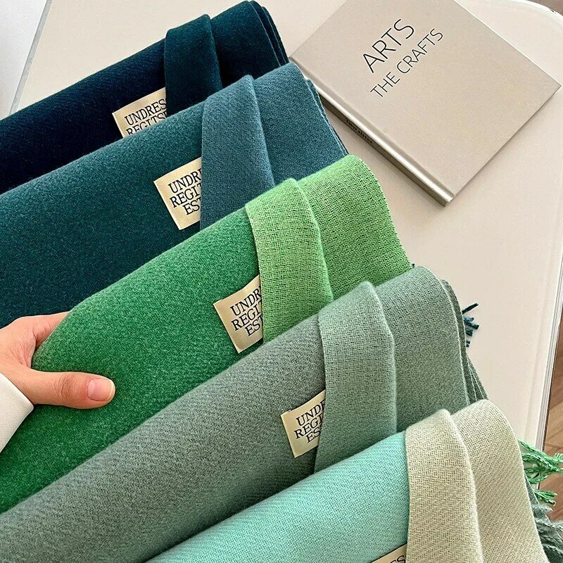 Mode solide Kaschmir warmen Schal neues Design Pashmina Winter Doppelseite verschiedene Farbe Schal Wraps Bufanda mit Quaste Decke
