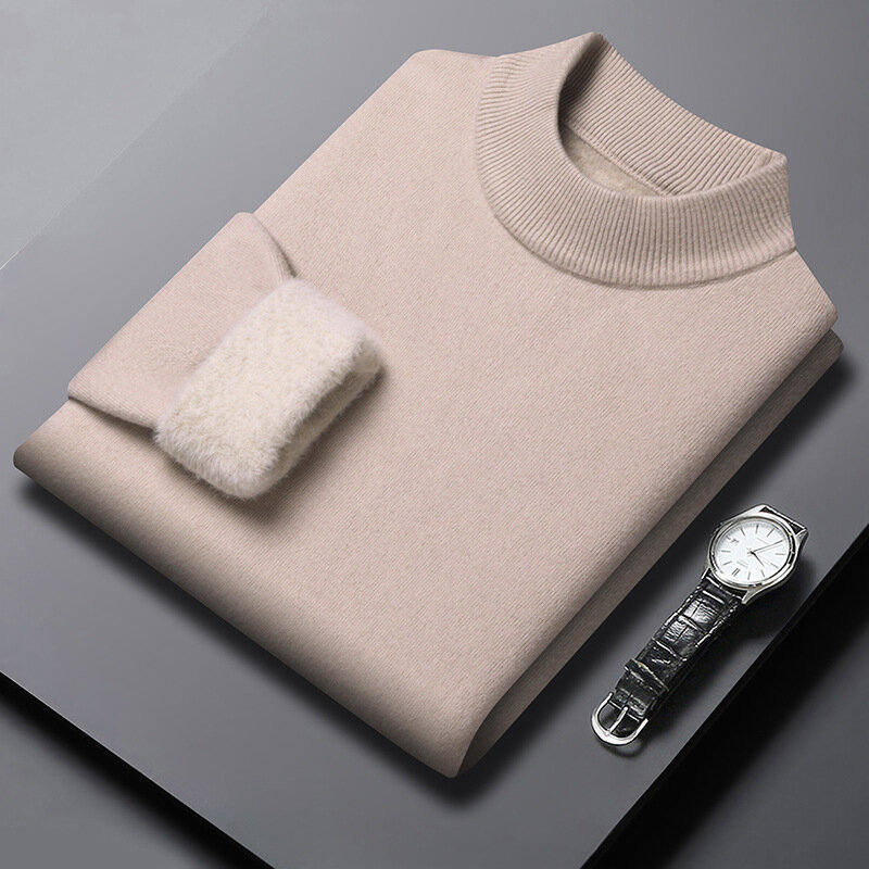 Мужская осенне-зимняя новая однотонная Водолазка вязаная одежда Модный повседневный эксклюзивный свитер оптом