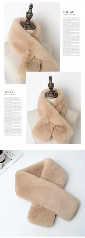 Luxury Winter Faux Rabbit Fur Women Scarf Soft Plush Snood Scarves Solid Color Neck Collar Warmer Cross Ring Christmas Gifts