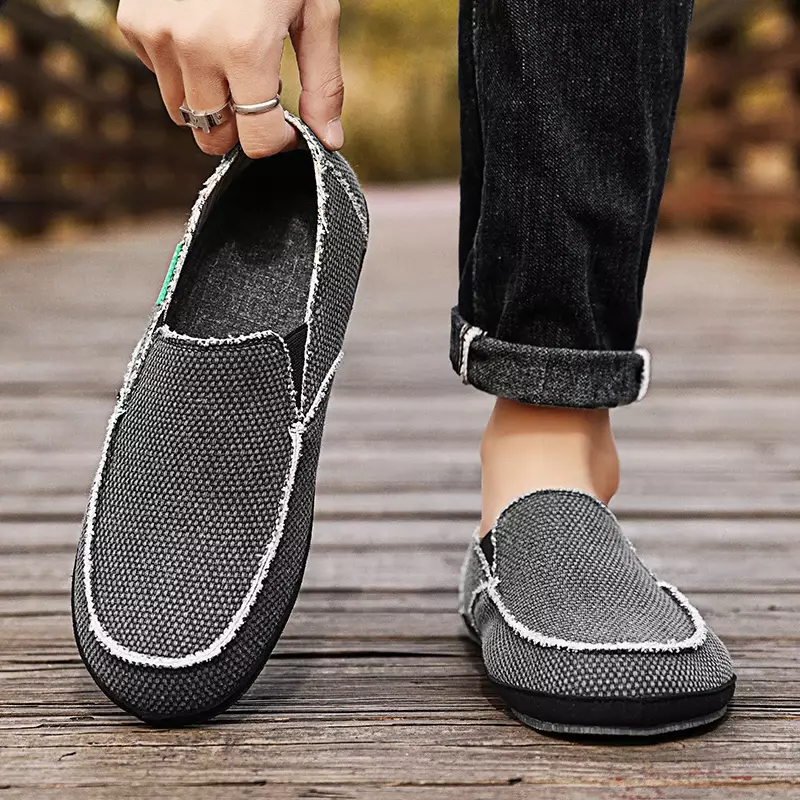 Big Size 39-48 New Spring Casual Men's Canvas Shoes Breathable Flats Outdoor Shoes For Men Slip-On Men Fashion Canvas Loafers
